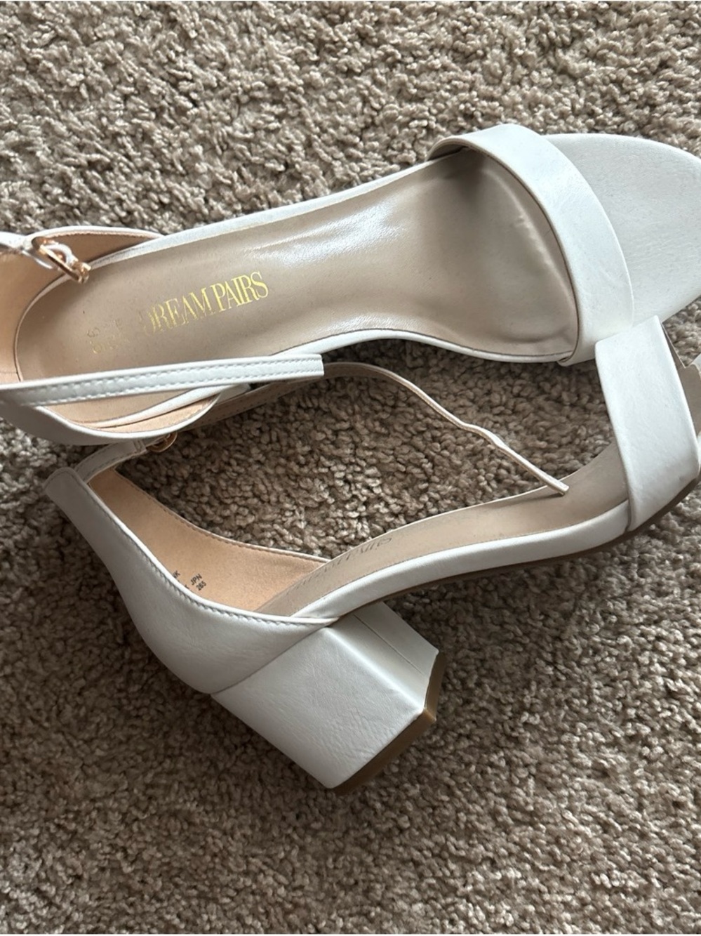 Dream Pairs Off-White Block Heel Sandals with Ankle Strap